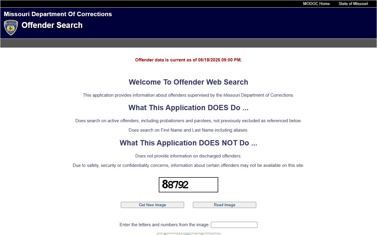 Missouri DOC offender search for Webster County inmate records