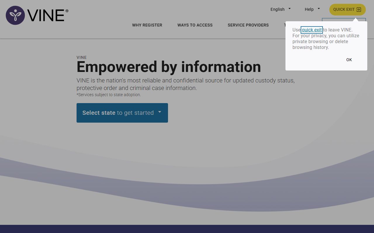 Missouri VINELink custody notification portal for Webster County inmate records